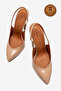 Genuine Leather Nude Patent Leather Pointed Toe Flat Sole Stiletto High Heel Shoes Nova - 5