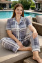 Large Size Women's Short Sleeve Milan Fabric Pajama Set 50501-662 Gray02 - 4