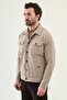Straight Slim Fit Shirt Collar Side Pocket Men's Coat Beige - 39664.26Y - 6