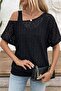 Women's Strappy Round Neck Tank Top and Batwing Sleeve Off-The-Shoulder Lace Blouse Set - 4