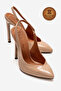 Genuine Leather Nude Patent Leather Pointed Toe Flat Sole Stiletto High Heel Shoes Nova - 2