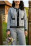 Women's Gold Buttoned Striped and Pocket Detailed Crew Neck Cardigan Trousers Knitwear Set - 2