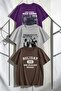 Unisex Purple Gray Brown 3-Piece Design T-Shirt Set