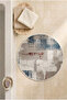 Round Multi-Purpose Bathroom Mat Non-Slip Base Foot Mat 50X50 Modern Patterned Soft Base - 3