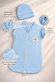 Blue Baby Boy Sleeping Bag 100% Cotton 0-6 Months Zippered Snap Sleeves Seasonal Hat Newborn - 8