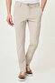Straight Super Slim Fit Elastic Waist Drawstring Men's Trousers Beige - 38354.26Y