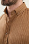 Striped Slim Fit Stand Collar Long Sleeve Men's Shirt Camel - 27144.26Y - 2
