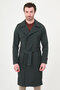Straight Slim Fit Belted Double-Breasted Long Men's Trenchcoat Khaki - 21340.26Y