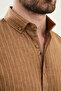 Striped Slim Fit Stand Collar Long Sleeve Men's Shirt Camel - 27144.26Y - 5