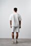 Men's Embroidery Detailed Regular Fit T-Shirt Shorts Set Ecru - 4