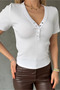 V-Neck Snap Fastener Camisole Crop-White White - 2