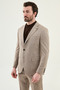 Gray Slim Fit Mono Collar Linen Men's Jacket Brown - 41453.25Y - 6