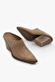 Women's Avelia Sand Genuine Suede Leather Heeled Slippers - 3