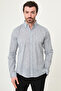 Straight Slim Fit Button-Collar Linen Men's Shirt Gray - 27147.26Y