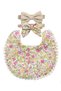 -Angelica Baby Bib and Headband - Floral Yellow & Pink- 0Y to 4Y