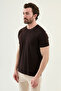 Plain Slim Fit Collar Detailed Crew Neck Men's T-Shirt Brown - 36874.26Y - 3