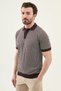 Striped Slim Fit Polo Collar Men's Knitwear T-Shirt Brown - 11590.26Y - 3