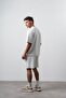 Men's Embroidery Detailed Regular Fit T-Shirt Shorts Set Ecru - 3