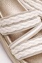 Straw Textured Cross Braided Strap Women's Slippers with Stone Detail - 3