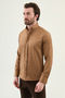 Striped Slim Fit Stand Collar Long Sleeve Men's Shirt Camel - 27144.26Y - 3