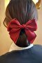 Burgundy Color Ribbon Figured Ballet Clip with Automatic Clip Mesh Clip