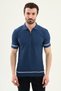Stripe Detailed Slim Fit Polo Collar Zippered Men's Knitwear T-Shirt Indigo - 11592.26Y