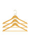 3-Piece Gold Hook Wooden Look Plastic Clothes Hanger, Clothes Hanger 25X44.5X1 - 6