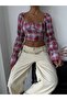 Plaid Patterned Cotton Crop Bustier