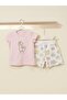 Daisy Patterned Combed Cotton T-Shirt and Shorts Set - 2