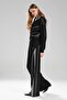 Women's Stripe Detailed Satin Fabric Garnished Design Blazer Jacket - 6