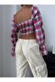 Plaid Patterned Cotton Crop Bustier - 3