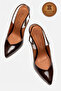 Genuine Leather Brown Patent Leather Pointed Toe Flat Sole Stiletto High Heel Shoes Nova - 5