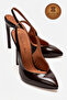 Genuine Leather Brown Patent Leather Pointed Toe Flat Sole Stiletto High Heel Shoes Nova - 2
