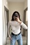 Women's Boat Neck Transparent Lace Blouse - 2