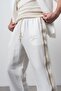 Men's Striped Detailed Linen Oversize Shirt and Trousers Set Ecru - 6