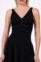 Women's Gathering Black Skirted Dress Swimsuit with Adjustable Straps - 2