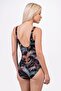 Women's Double-Breasted Collar Patterned Gathering Swimsuit - 3