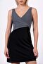 Women's Double Breasted Collar Polka Dot Patterned Black Dress Skirted Swimsuit - 3