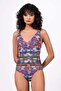 Women's Stripe Patterned Special Lurex Fabric Gathering Swimsuit