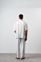 Men's Striped Detailed Linen Oversize Shirt and Trousers Set Ecru - 4