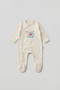 Baby Boy/Girl Romper with Booties, Elephant Printed Snap Fastener Ecru Bodysuit Romper 5517 - 2