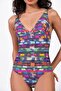 Women's Stripe Patterned Special Lurex Fabric Gathering Swimsuit - 2