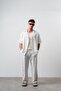 Men's Striped Detailed Linen Oversize Shirt and Trousers Set Ecru