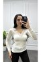 Women's Cashmere Lace Detail V-Neck Blouse