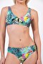 Women's U Detailed Patterned Gathering Bikini Set - 2