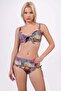 Women's Plus Size Underwire Supported Yellow Pink Patterned Bikini Set