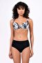 Women's Floral Patterned Gathering Black Bikini Set