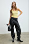 Lillesol women's ribbed slim fit bodycon tank top with pool neck in dark yellow cotton basic - 3