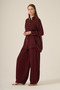 Women's Chiffon Detailed Trouser Suit Plum 31314 - 3