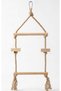 Natural Wooden Parrot Bird Swing Climbing Ladder Perch 8mm Jute Rope Cage Toy 60X25Cm - 4